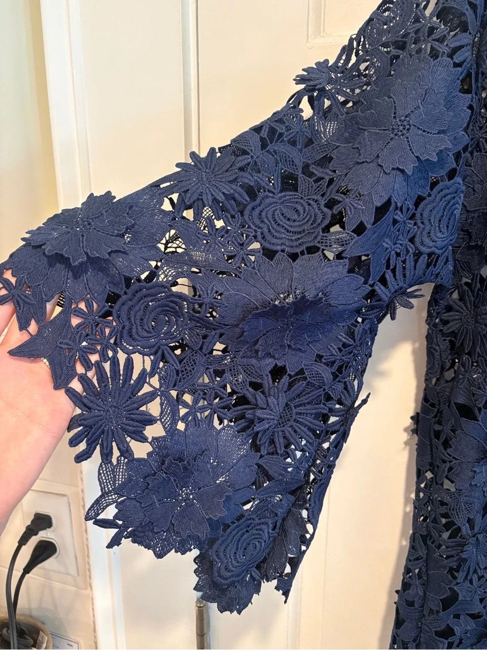 La Vie Style House Caftan Navy Lace Floral Dress
